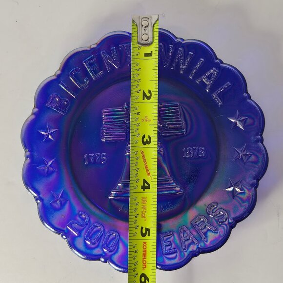 Joe St. Clair 1776 1976 Cobalt Blue Carnival Glass Bicentennial Plate - Picture 7 of 11